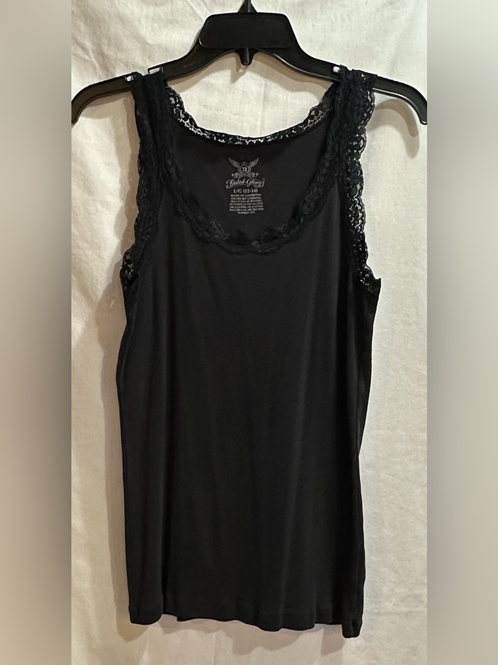 Black Lace Trim Tank Top